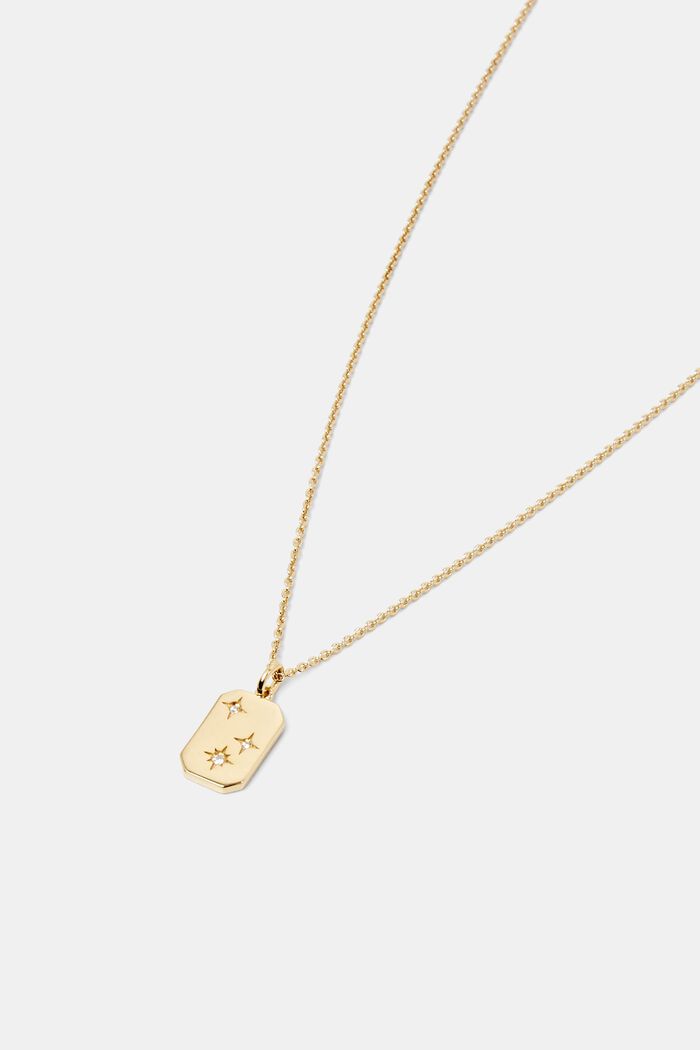 Necklace with zirconia pendant, sterling silver, GOLD, detail image number 1