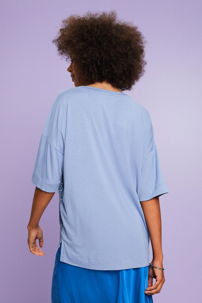 Sequin Appliqué Oversized T-Shirt, BLUE LAVENDER, detail image number 2