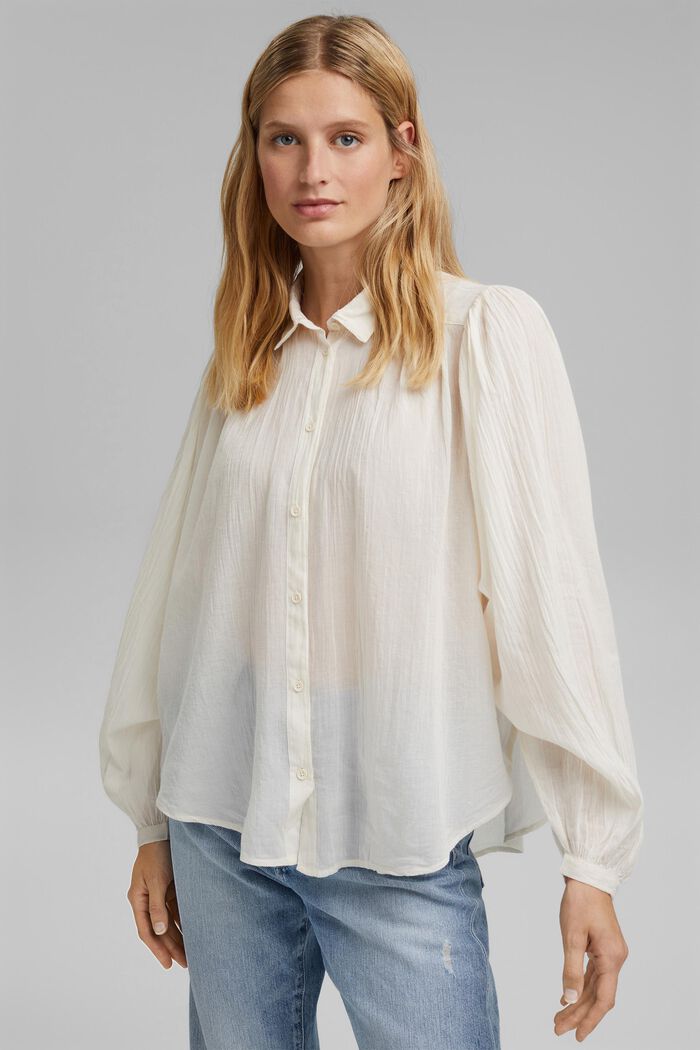 Batwing blouse made of cotton voile, OFF WHITE, detail image number 0