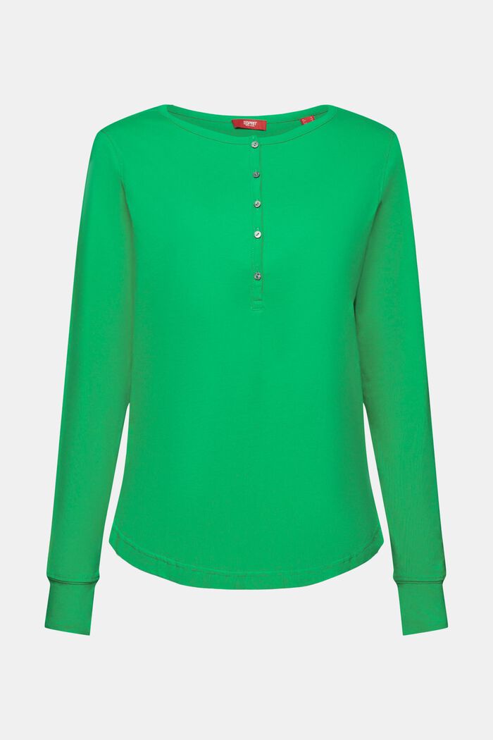 Henley Cotton Top, GREEN, detail image number 6