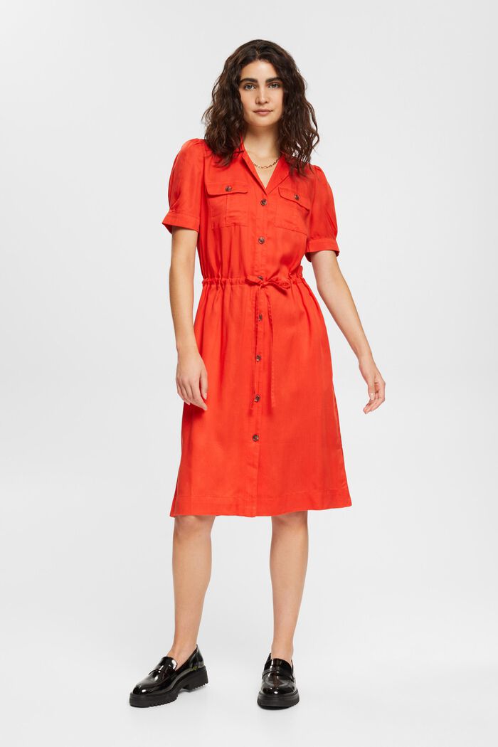 Drawstring dress, TENCEL™, ORANGE RED, detail image number 2