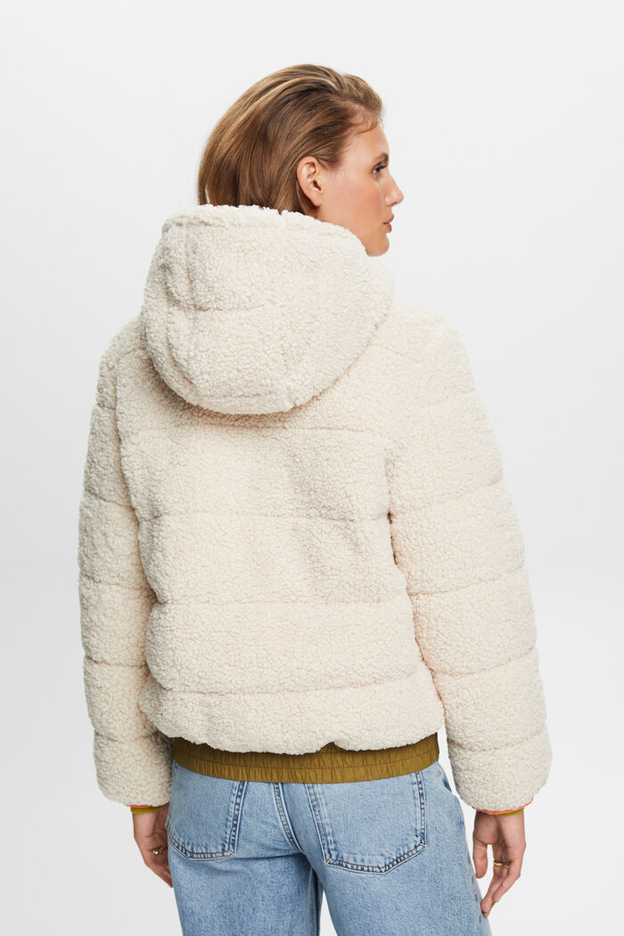 Recycled: reversible jacket with teddy fur, CREAM BEIGE, detail image number 3