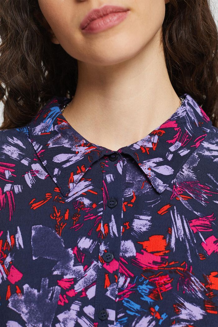 Patterned shirt blouse style dress, NAVY, detail image number 2