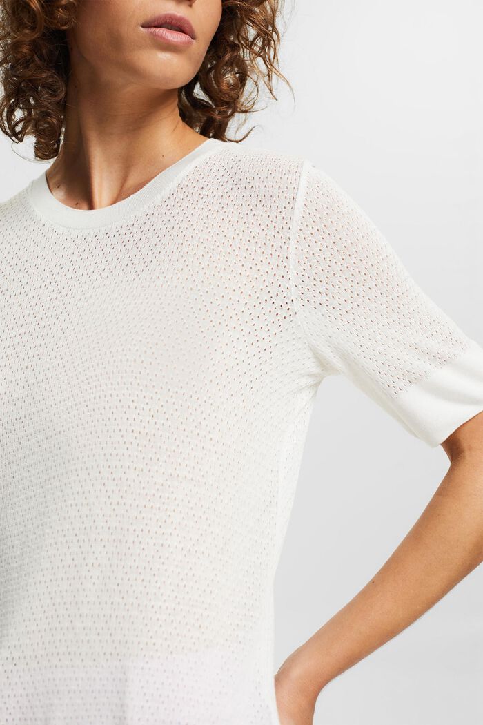 T-shirt in fine openwork fabric, OFF WHITE, detail image number 2
