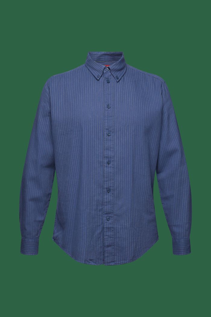 Pinstriped Cotton Flannel Shirt, GREY BLUE, detail image number 7