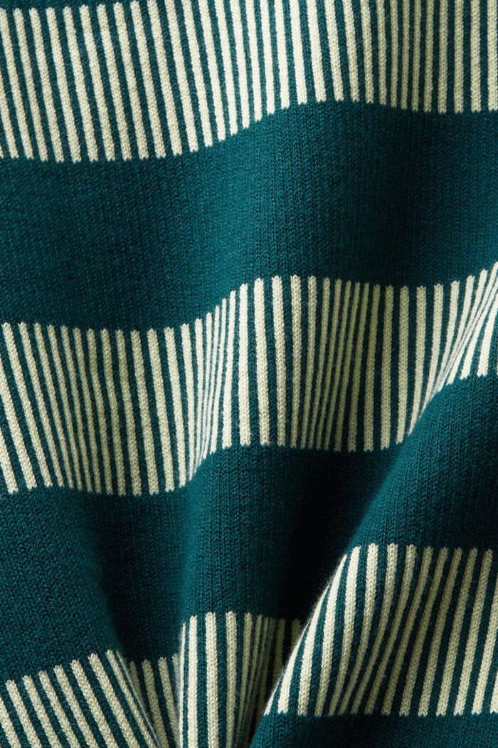 Jacquard Striped Crewneck Sweater, DARK TEAL GREEN, detail image number 5