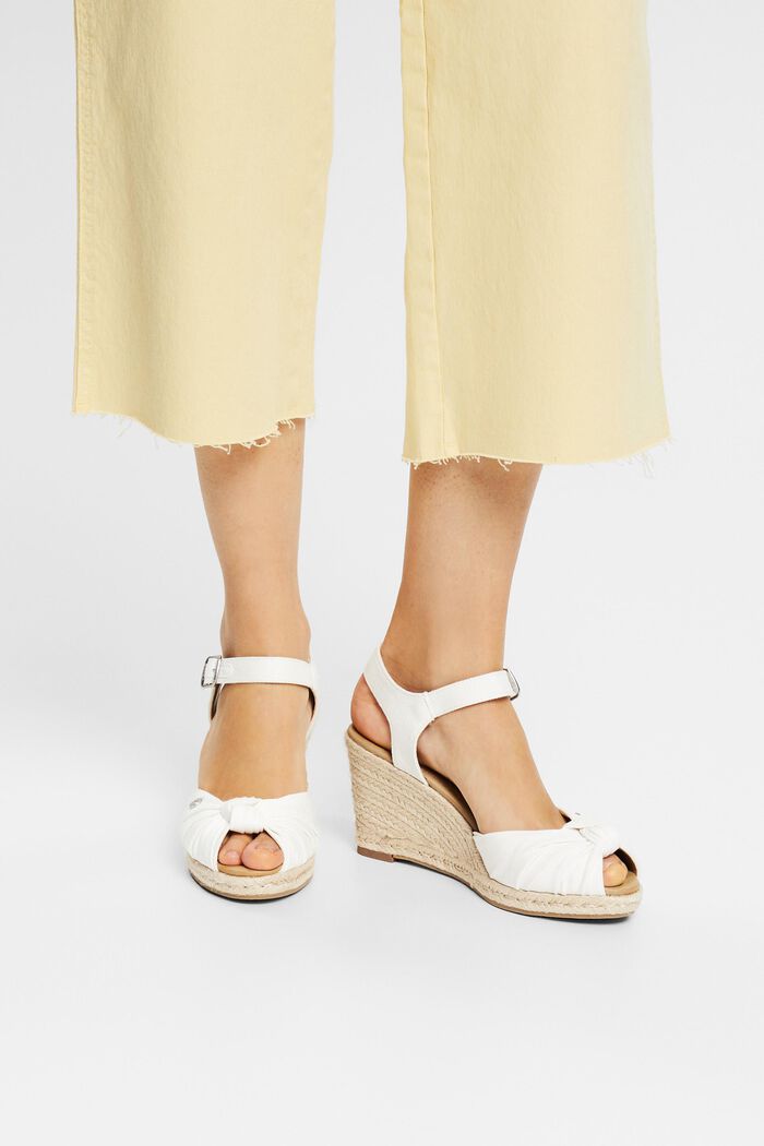 Wedge heel sandals with knot detail, OFF WHITE, detail image number 3