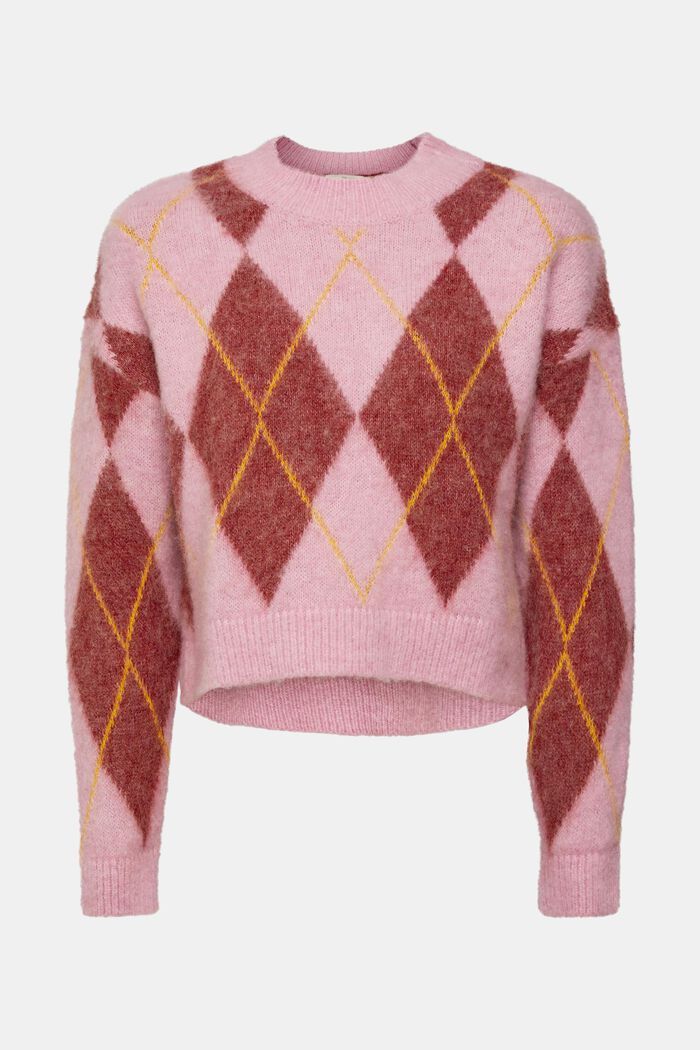 Argyle wool blend jumper, LIGHT PINK, detail image number 2