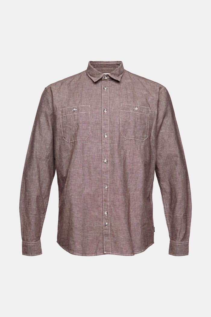 Linen blend: melange shirt , BROWN, overview