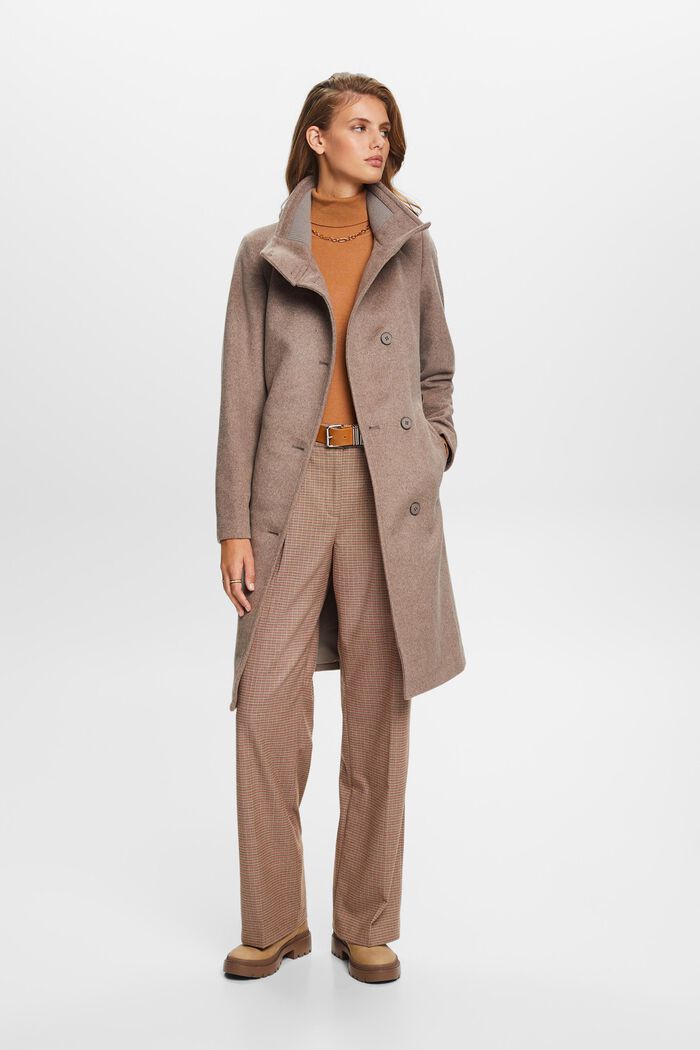 Recycled: wool blend coat with cashmere, TAUPE, detail image number 4