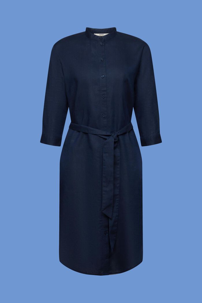 Belted shirt dress, linen-cotton blend, NAVY, detail image number 6