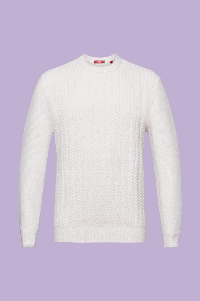 Melange Cable Knit Crewneck Sweater, OFF WHITE, detail image number 6