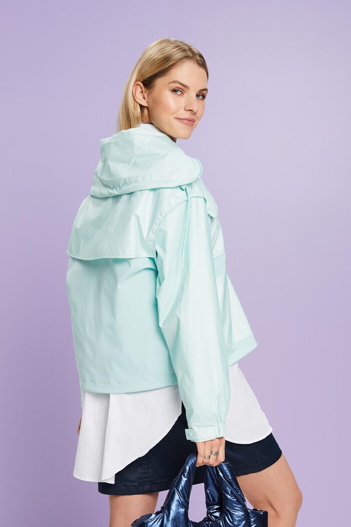 Stand-Up Collar Water-Resistant Jacket, LIGHT AQUA GREEN, detail image number 2