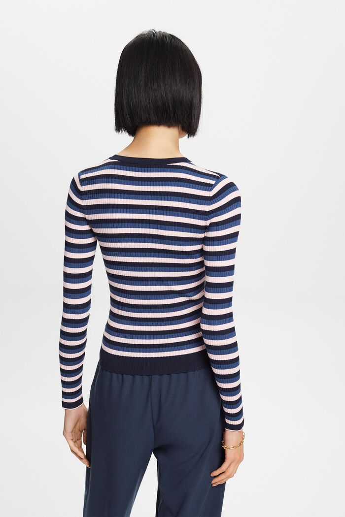 Striped Rib-Knit Top, NAVY, detail image number 4