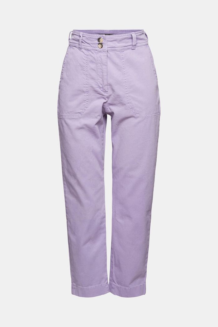 High-rise trousers made of organic cotton, LAVENDER, overview