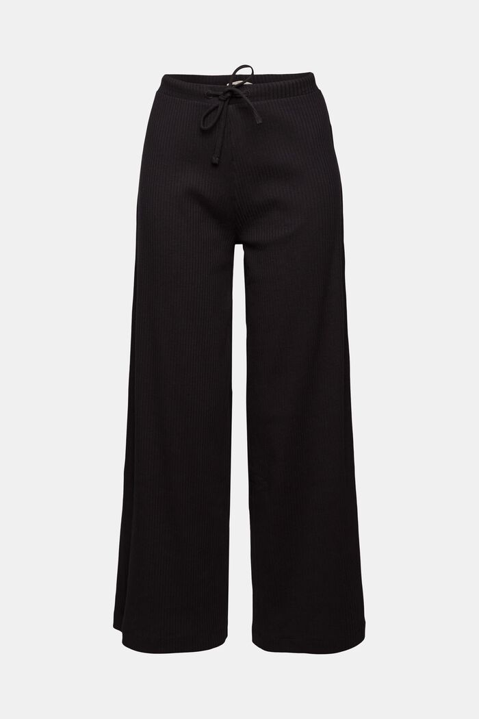 Wide-leg trousers made of organic cotton, BLACK, overview