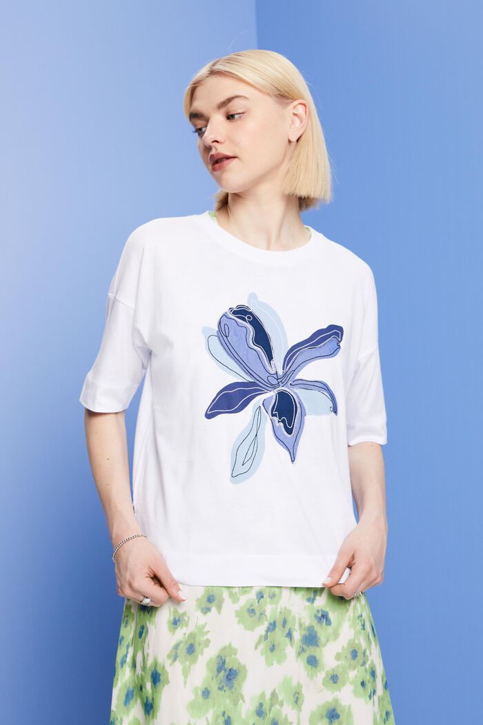 Oversized t-shirt with print, TENCEL™, WHITE, detail image number 0