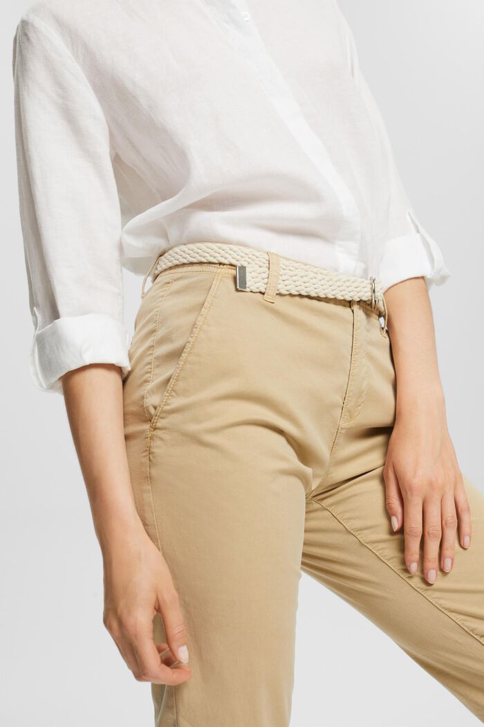 Chinos with braided belt, SAND, detail image number 0