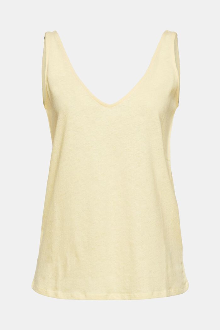 Top made of a cotton/linen blend, PASTEL YELLOW, overview