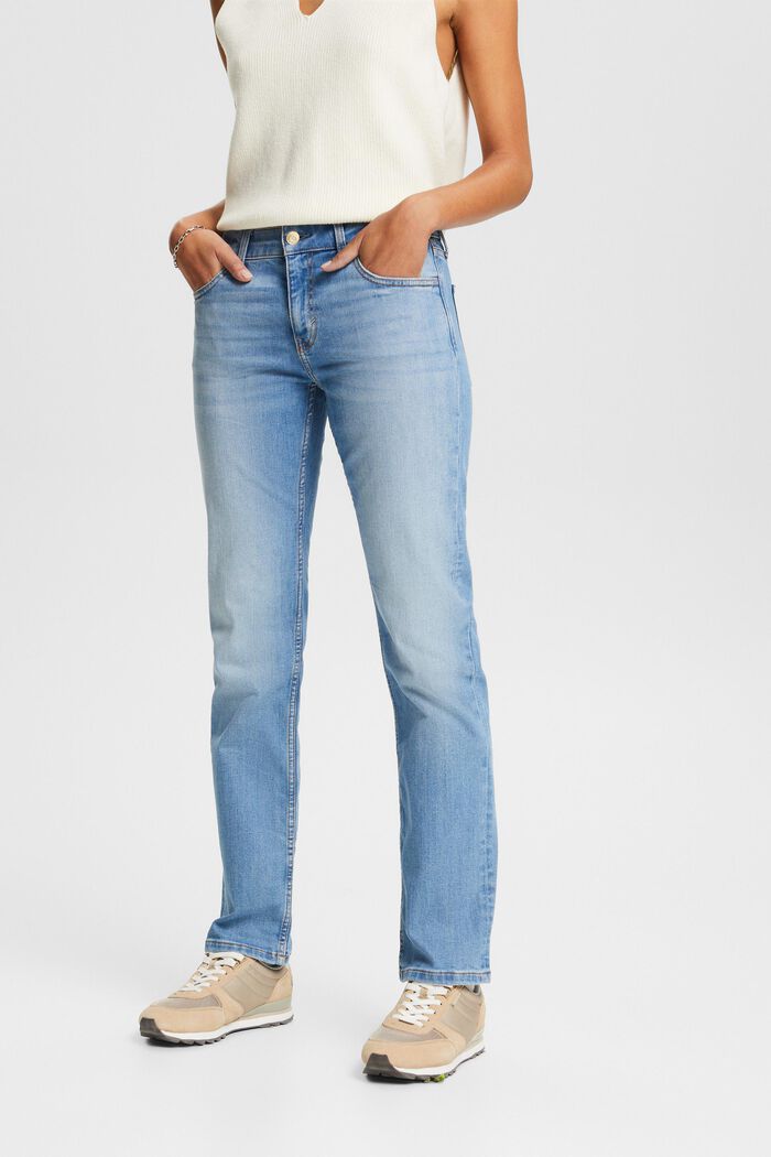 Mid-Rise Straight Jeans, BLUE LIGHT WASHED, detail image number 0