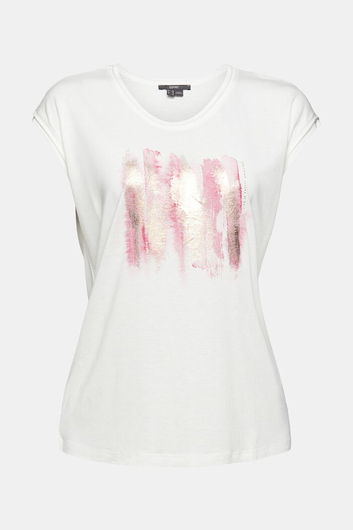 Glitter print T-shirt, LENZING™ ECOVERO™, OFF WHITE, detail image number 5