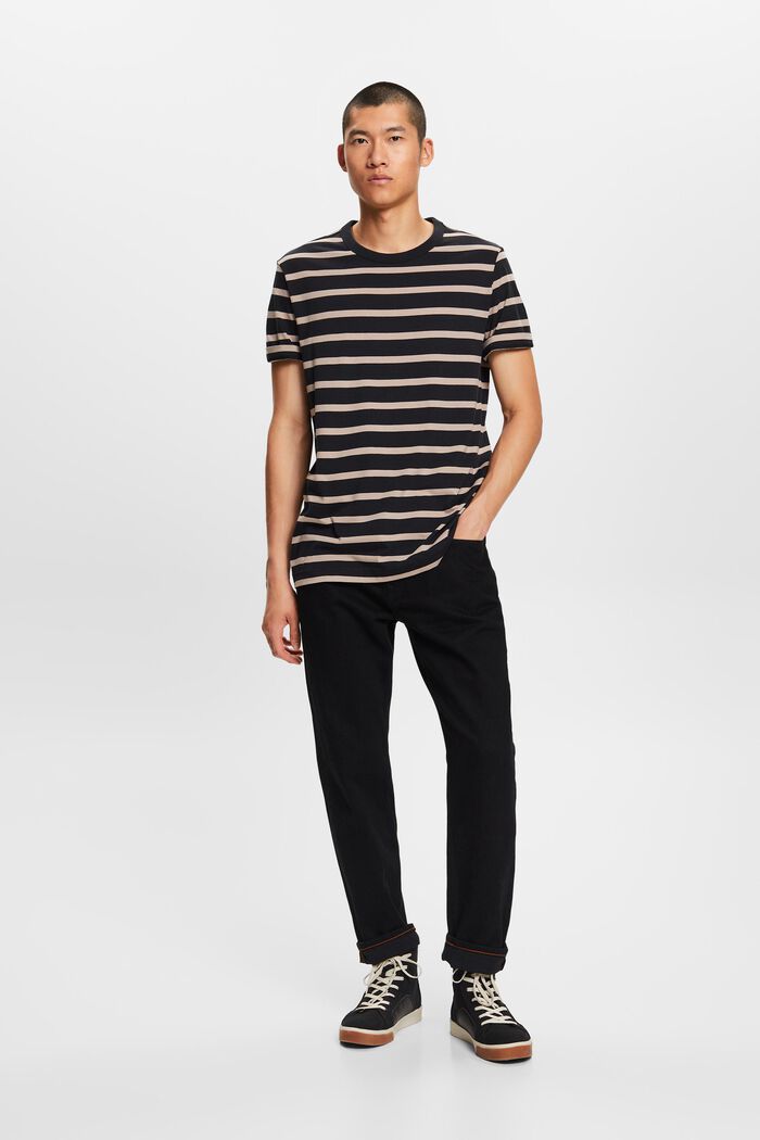 Striped Cotton Jersey T-Shirt, BLACK, detail image number 3