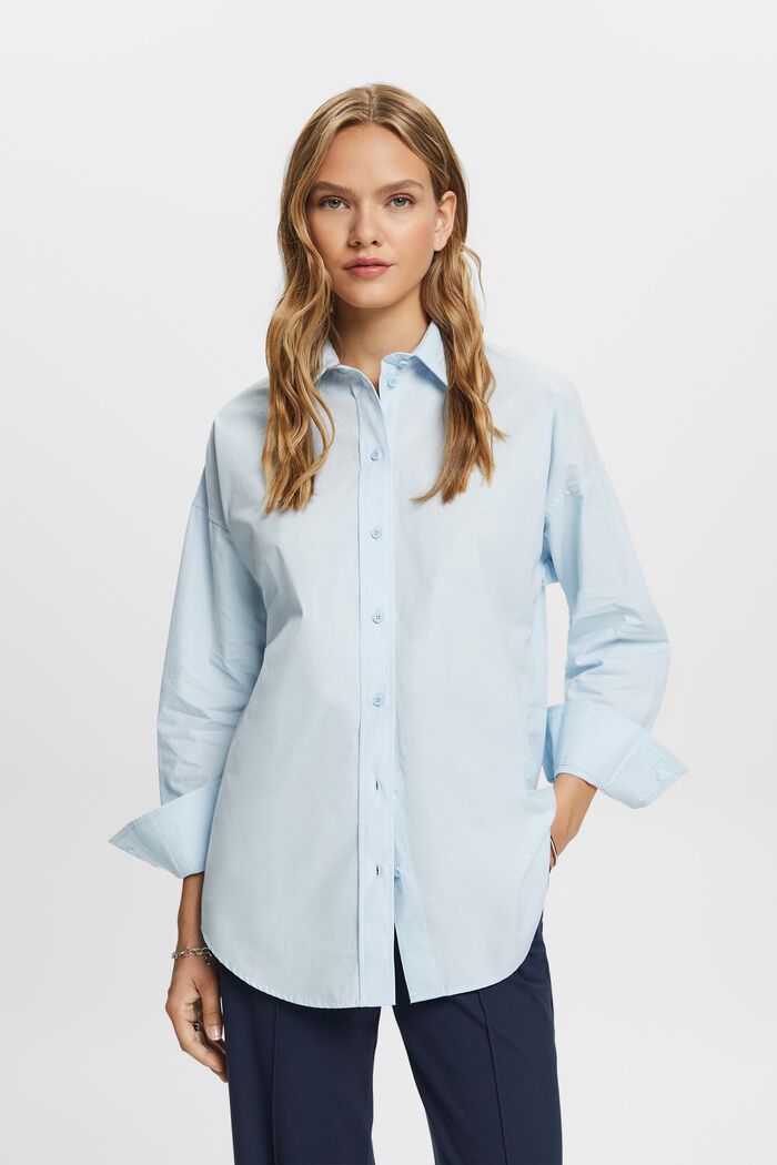 Oversized Shirt Blouse, PASTEL BLUE, detail image number 0