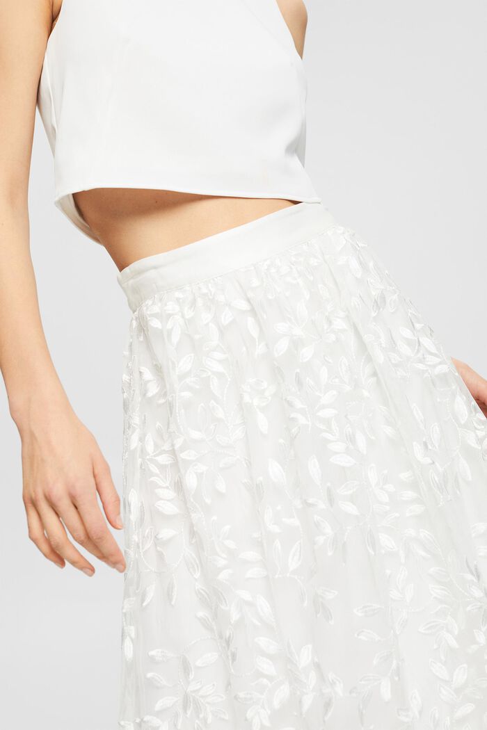 Maxi skirt with leaf appliqués, OFF WHITE, detail image number 2