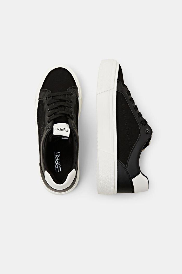 Platform Lace-Up Sneakers, BLACK, detail image number 5