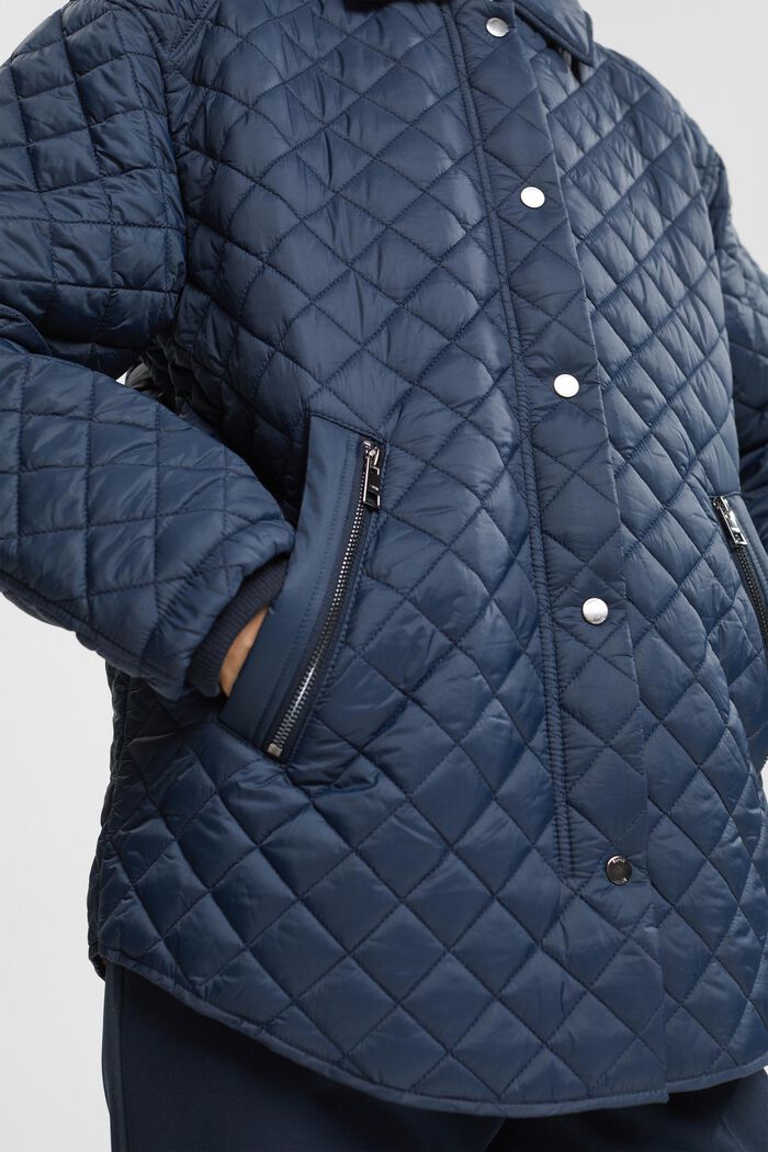 Quilted jacket with turn-down collar, NAVY, detail image number 0