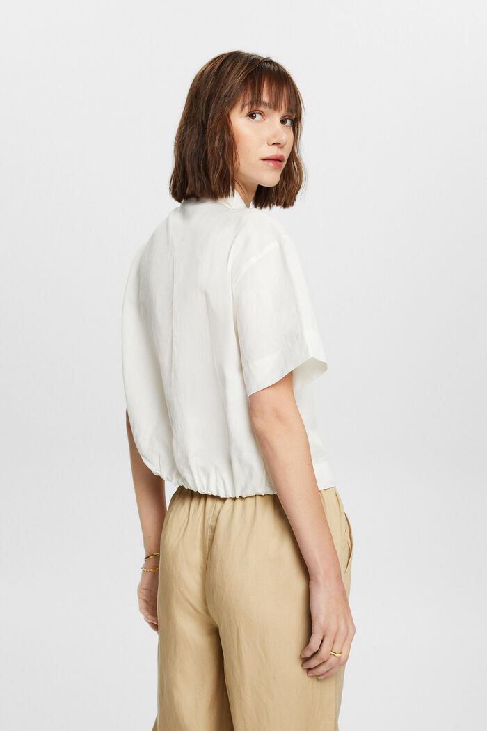Cropped shirt blouse, linen blend, WHITE, detail image number 3