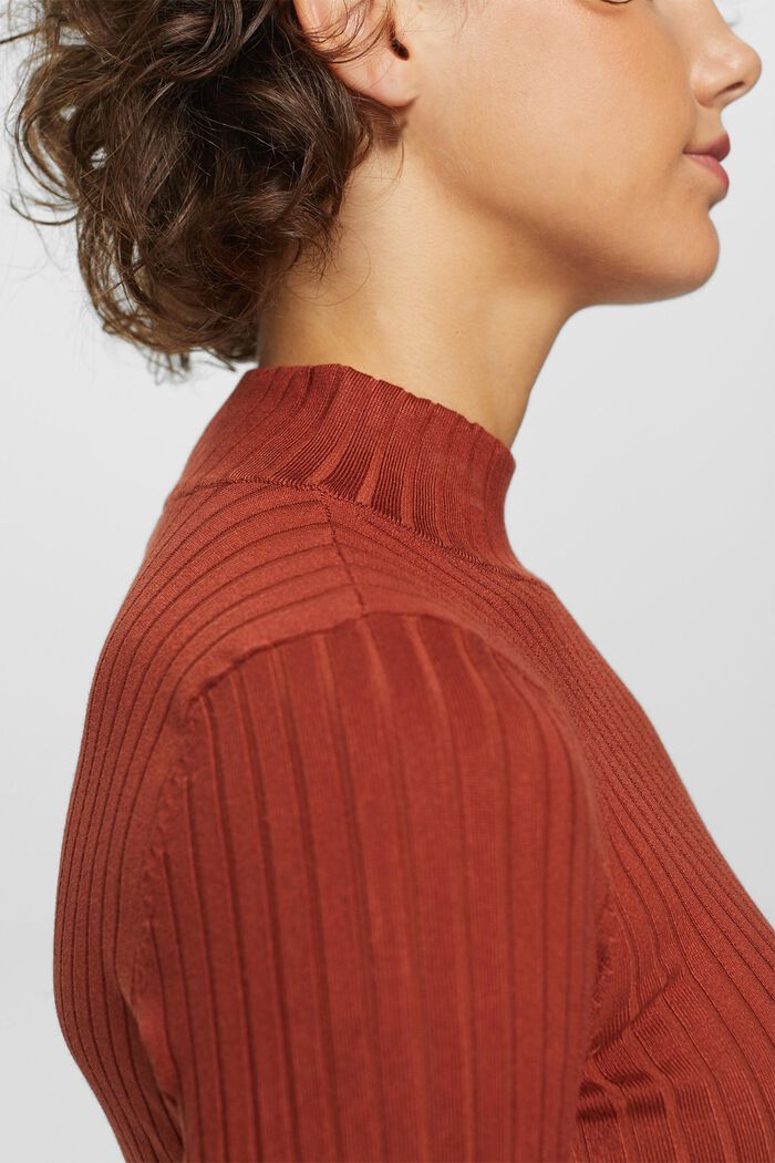 Striped rib-knit jumper, RUST BROWN, detail image number 3
