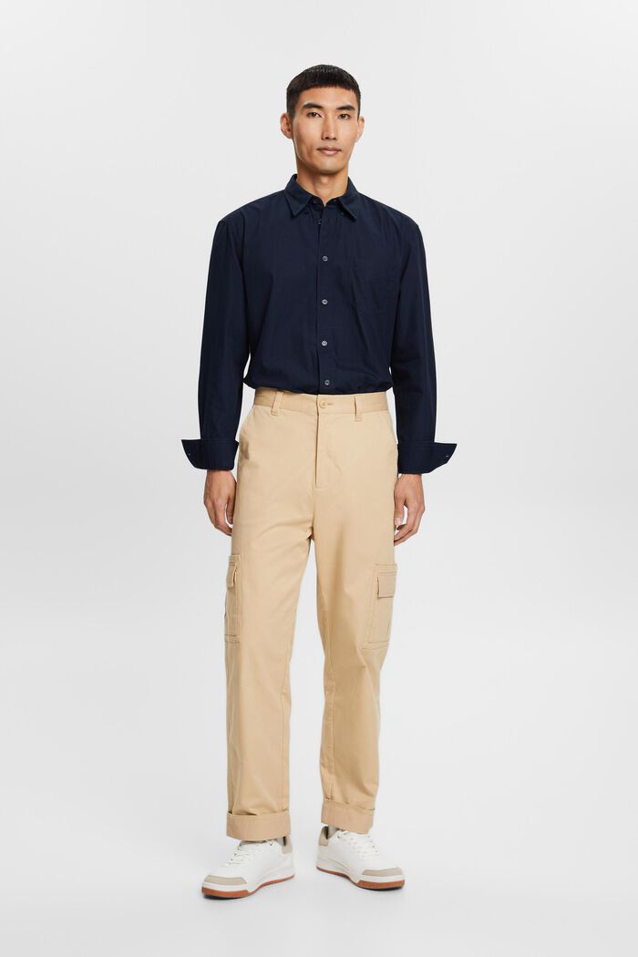 Poplin button-down shirt, 100% cotton, NAVY, detail image number 4