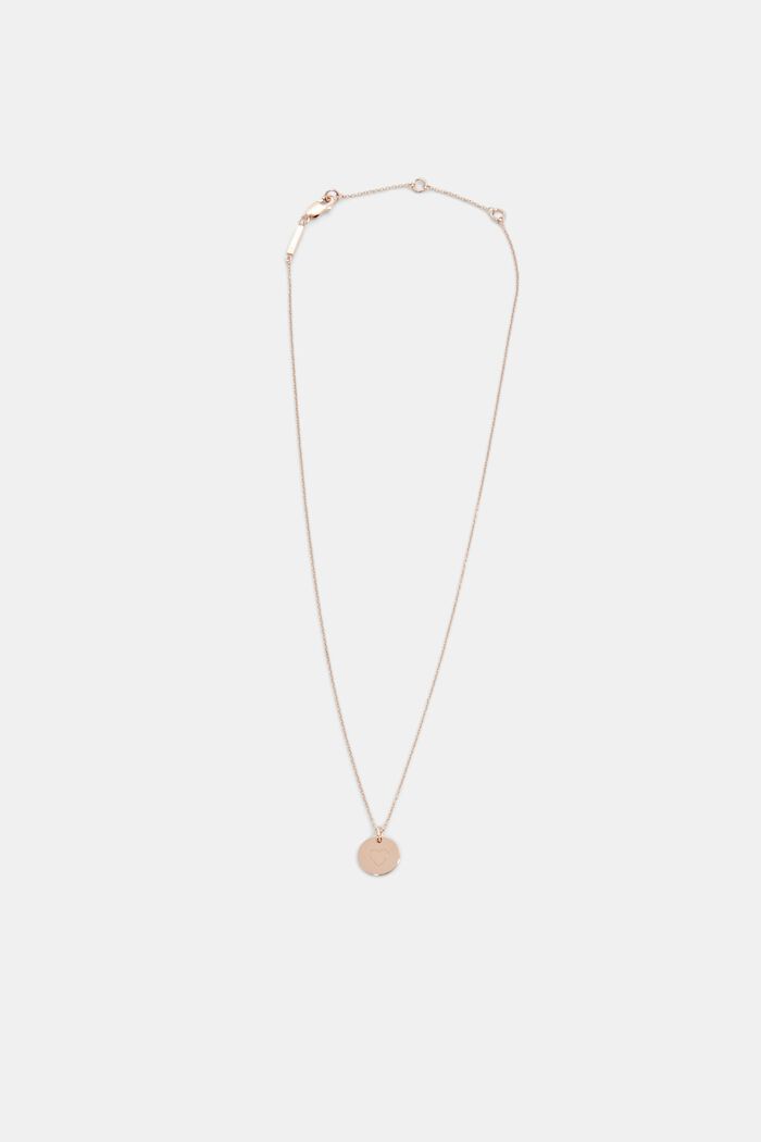 Sterling silver necklace with an engraved pendant, ROSEGOLD, detail image number 0