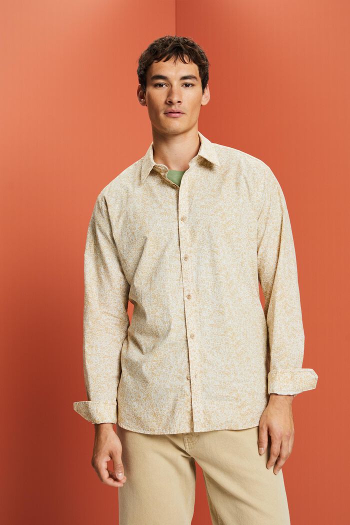 Patterned shirt, 100% cotton, SAND, detail image number 0