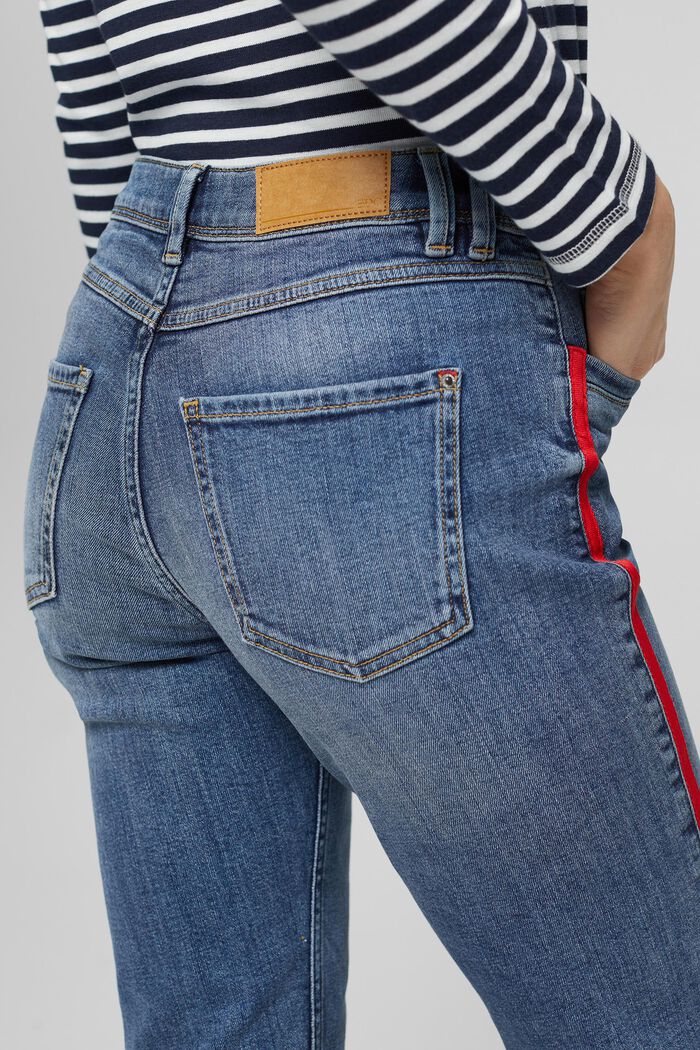 Stretch jeans with contrast stripes, BLUE MEDIUM WASHED, detail image number 2