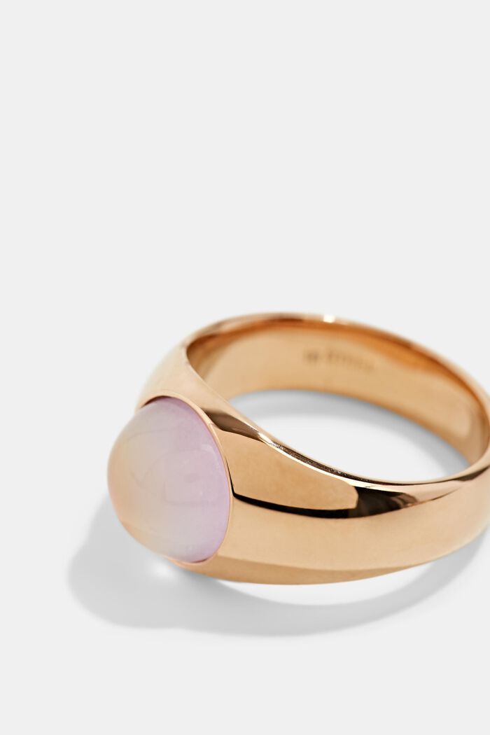 Ring with glass stone, stainless steel, ROSEGOLD, detail image number 1