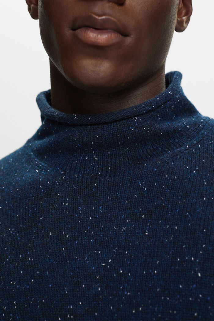 Wool-Blend Mockneck Sweater, PETROL BLUE, detail image number 1