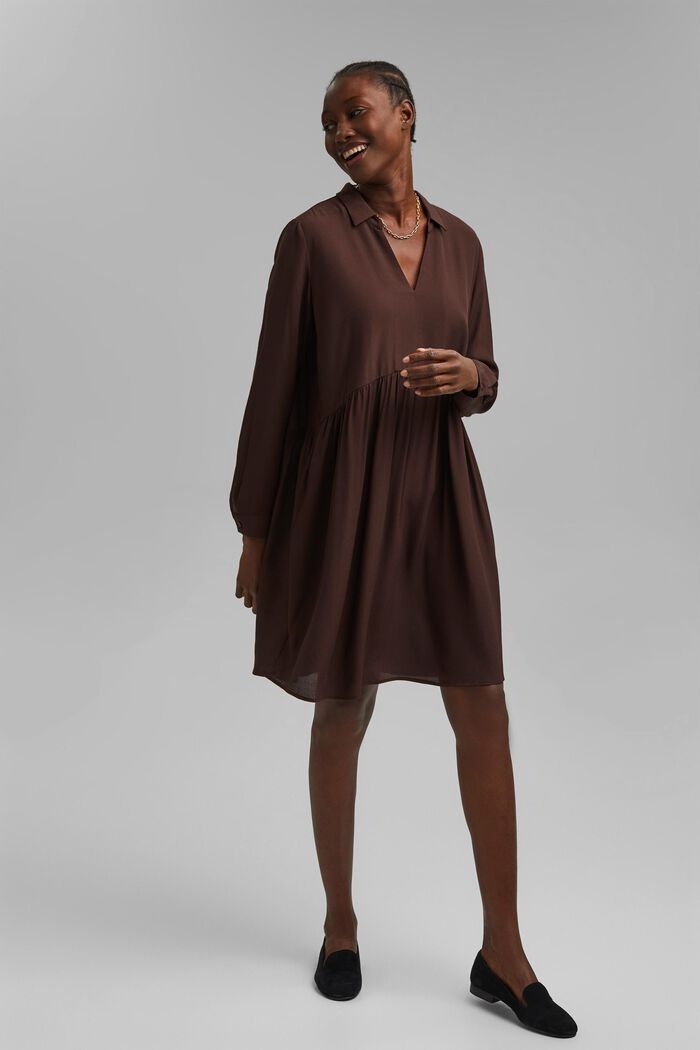 Shirt dress with LENZING™ ECOVERO™, RUST BROWN, detail image number 1
