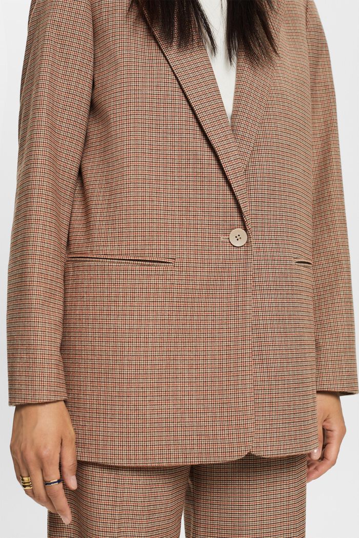 Checked single-button blazer, CARAMEL, detail image number 1
