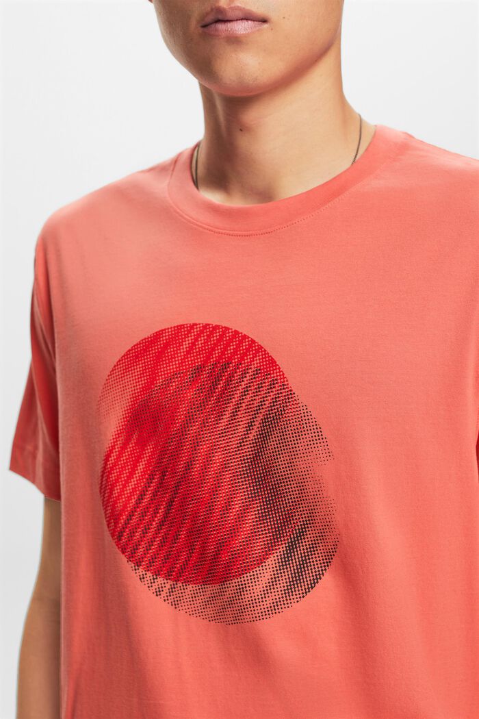 T-shirt with front print, 100% cotton, CORAL RED, detail image number 3