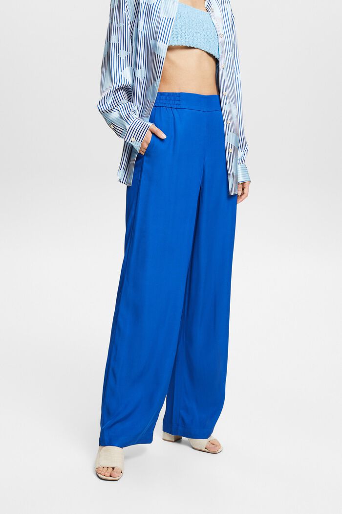 Twill Wide Pull-On Pants, BRIGHT BLUE, detail image number 0