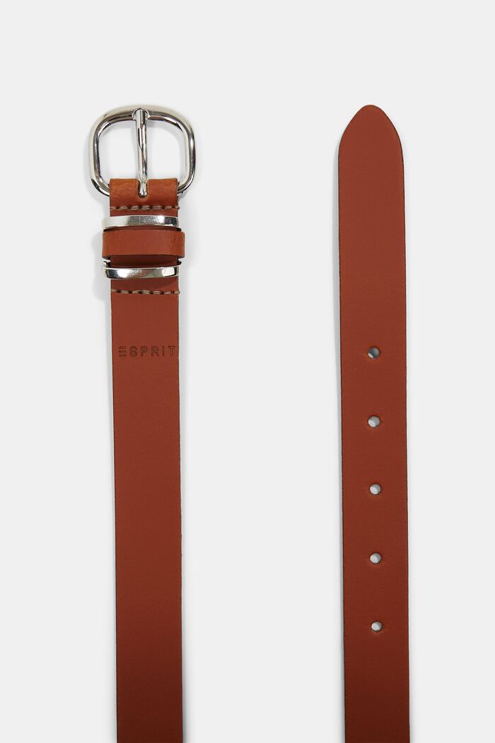 Narrow leather belt, RUST BROWN, detail image number 1