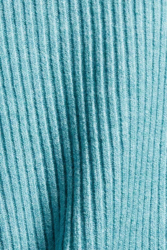Wool blend: jumper with balloon sleeves, LIGHT AQUA GREEN, detail image number 4