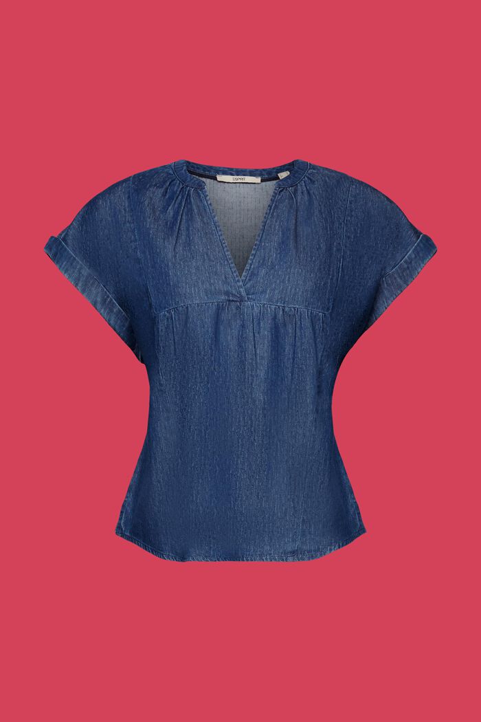 Lightweight denim blouse, 100% cotton, BLUE MEDIUM WASHED, detail image number 6