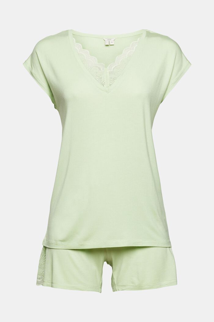 Pyjamas with lace details, LENZING™ ECOVERO™, LIGHT GREEN, detail image number 5