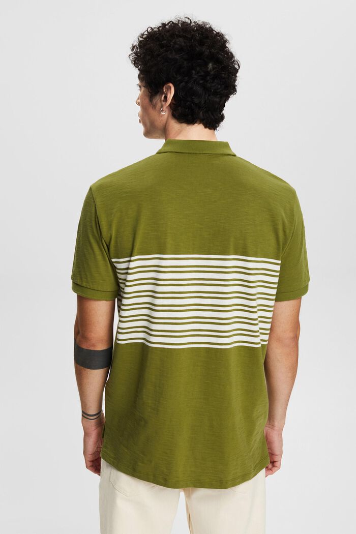 Polo shirt with a striped pattern, LEAF GREEN, detail image number 3