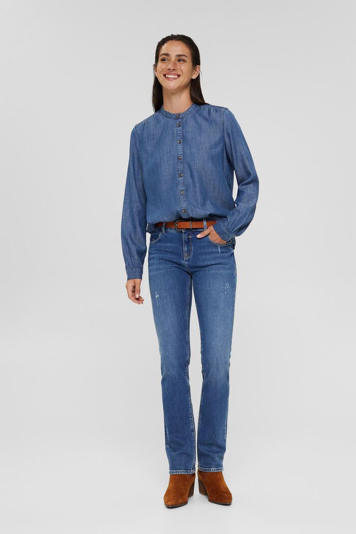 Denim blouse made of TENCEL™, BLUE DARK WASHED, detail image number 1
