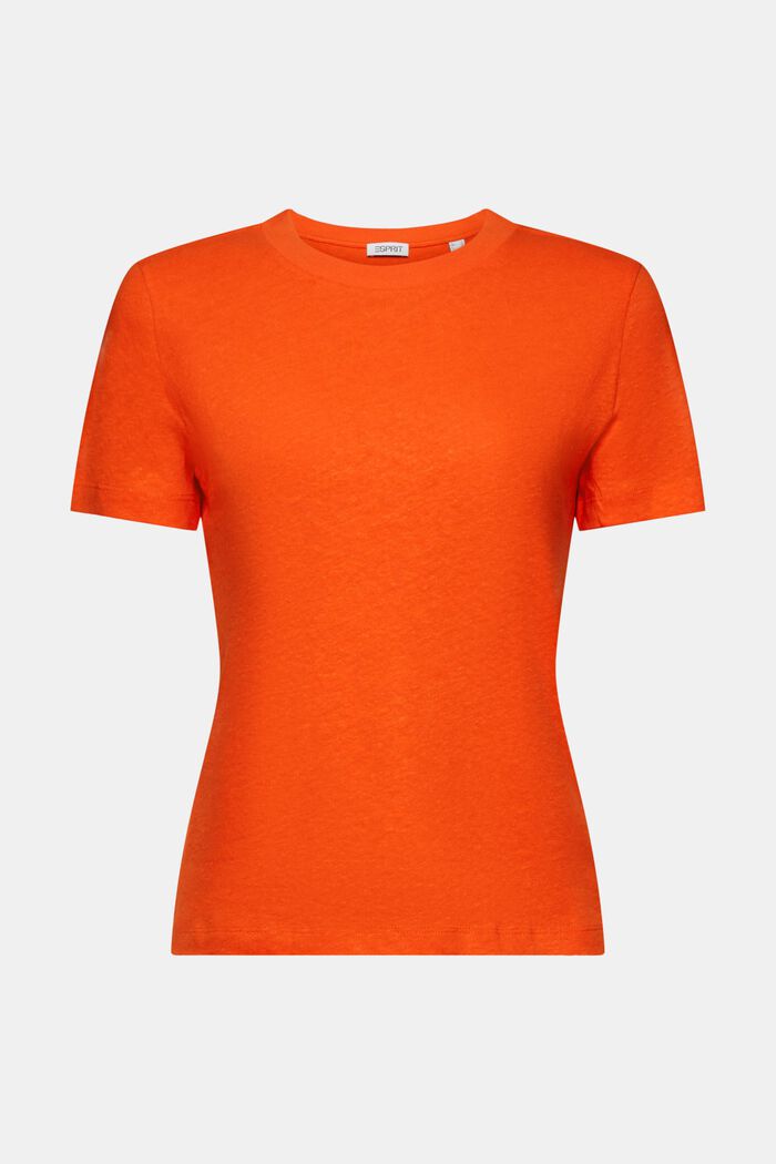 Cotton-Linen T-Shirt, BRIGHT ORANGE, detail image number 6