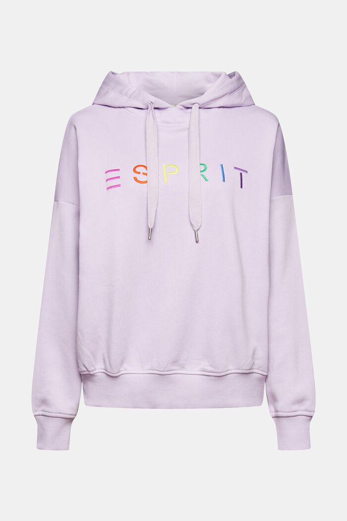 Hoodie with an embroidered logo, cotton blend, LILAC, overview